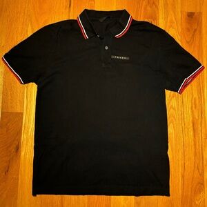 Black Polo Shirt with Red Accents